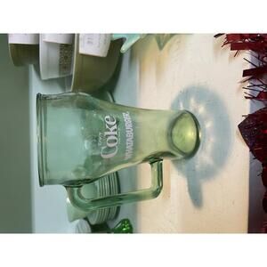 Coca-Cola Whataburger Cowboy Green Glass Mug–Collectible, 16 oz D Handle